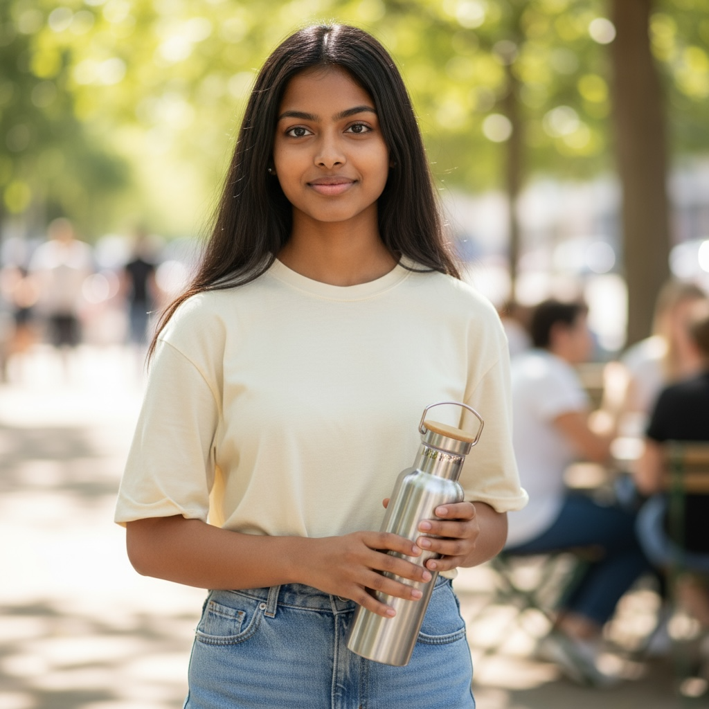 Insulated Stainless Steel Water Bottle 500 ml | Bamboo Lid and Handle| BPA-Free & Rust-Proof