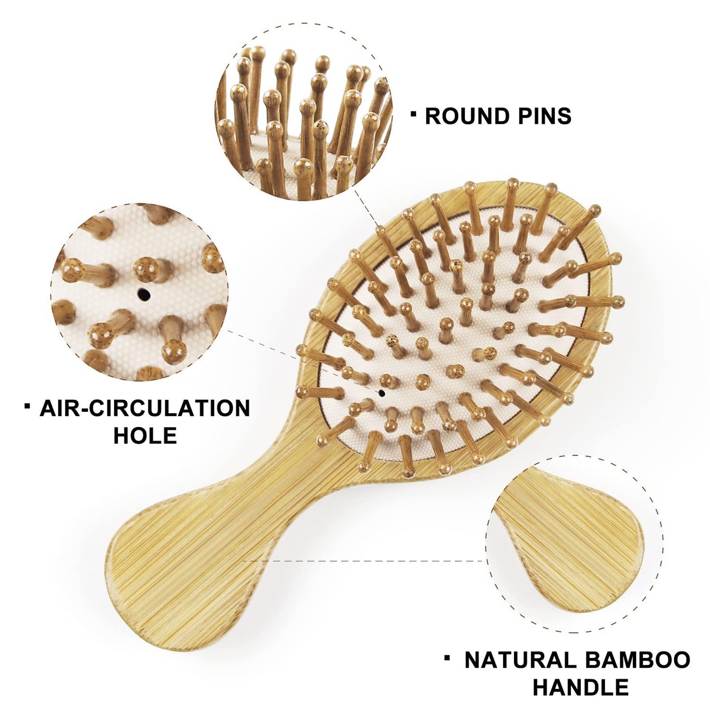 Bamboo Paddle Brush for Men, Women, Children— Detangles, Exfoliates Scalp & Reduces Frizz