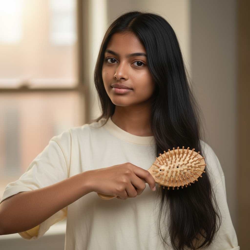 Bamboo Paddle Brush for Men, Women, Children— Detangles, Exfoliates Scalp & Reduces Frizz