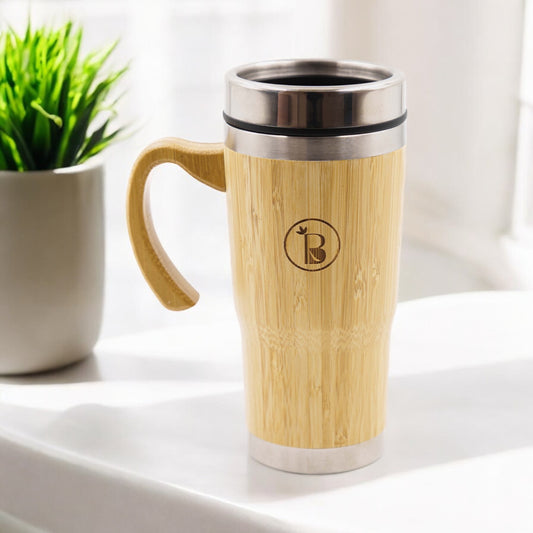 Bamboo Mug with Handle & Lid | Eco-friendly Sipper | Sustainable Travel Companion